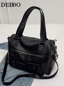 大容量、超火爆、高端质感包包，新款单肩斜挎包，商务旅行行李包，女士时尚休闲复古百搭手提包，简约托特包，中世纪机车包，复古风女士包包，女士托特包，学生必备托特包，街头日系女士包，新款女士托特包，优雅女士包包，复古风，办公包，Y2K - 黑色 - 查看 11