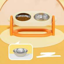 Stainless Steel Double Layer Pet Bowl, Suitable For Cats And Dogs - Anti-Spill Food And Water Feeder Set