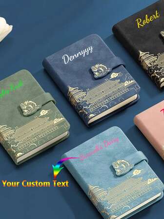 Customized Text Logo Personalized Dragon Print A7 Notebook, Exquisite Landscape Embossed Artificial Leather Notebook, Meeting Notebook, Memo Book, Skin-Feel And Color-Changing PU Cover, 100 Pages, Unique Cover Pattern, High-Quality Writing Experience, Suitable For Students, Travel, Business, Work, Family Writing, Teacher's Day, Valentine's Day, Thanksgiving, Thoughtful Gift For Family, Friends, Teachers, Parents, Colleagues