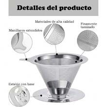 Filtro Para Cafe, Filtro Para Cafetera Reutilizable De Acero Inoxidable, Es muy conveniente salir y llevar,Coffee Infuser Portátil Para Oficina, Hogar, Viajes O Camping, 7.9 * 10.7cm,37294096 - Multicolor - Ver 5