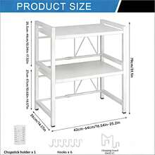 Expandable Microwave Rack, 3-Layer Metal Kitchen Countertop Organizer With 6 Hooks, Toaster Rack, Microwave Rack, And Microwave Rack, Weighing 110 Pounds, White - 白色 - 查看 12