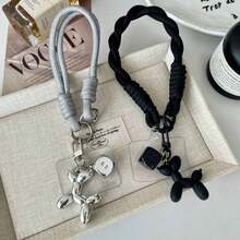 1pc/2pcs Dice Balloon Dog Phone Lanyard Wristband, Cute Phone Strap, Detachable Pad, Unisex Creative Handbag Pendant, Anti-Lost Anti-Drop Portable Wrist Strap Keychain, Valentine's Day Gift