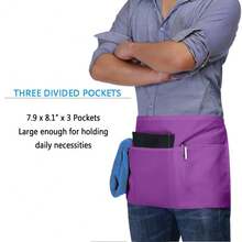 BOHARERS Waist Apron With 3 Pockets - Black Waitress Waiter Server Short Aprons - I-1包紫色 - 查看 4