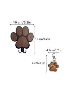 1pc Customized Fashionable Wooden Paw Print Wall Hook, Polished Finish, Handmade, Can Be Used As Towel And Clothing Hook, Personalized Wooden Paw Print Dog Leash Hook, Universal Accessory Hook, Suitable For Bedroom And Bathroom Decor, Wall Decor, Beautiful Room Decor, Cute Luxury Wooden Paw Print Double-Headed Hook, Ideal For Hanging Dog Leash In Any Hallway Or Utility Room - Multicolor - View 8