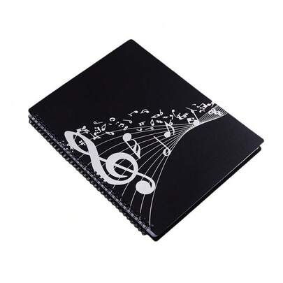 A4 svart spiralpärm för noter, professionell dubbelsidig spiralbunden anteckningsbok, 20 ark/40 sidor spiralbunden anteckningsbok | Antireflexbehandlad, justerbar etikett, för piano, gitarr, notförvaring för violin, spiralklämma för noter, musikmapp, studentpresent, vattentät, stor kapacitet, lämplig för musiklektion, framträdanden, musikövning