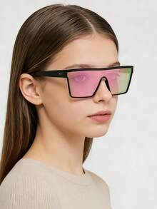 1副方形镜框时尚骑行驾驶朋克风超酷眼镜，适合旅行、骑行和外出佩戴 - 彩色 - 查看 2