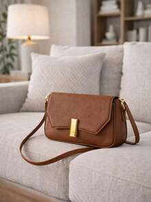 Women's Baguette Shoulder Bag With Short Strap - 鏽棕色 - 查看 2