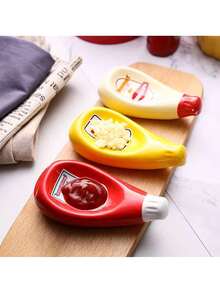 1pc,Creative Squeeze Ketchup Bottle-Shaped Sauce Dishes, Ceramic Soy Sauce Dishes, Mustard Plates, Vinegar Dishes, Condiment Plates, Kitchen Utensils, The Perfect Christmas/New Year/Holiday Gift. - Multicolor - View 7