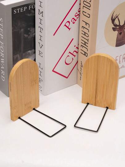 1Pc Bamboo Bookends, Black Metal Book Organizer For Homes, Book Nooks, Holiday Gifting (Earth Day, Thanksgiving) - A Green Choice For Book Organization, Must-Have For -Enthusiasts & Gift For Literary Fans # #SustainableHome #BookNook #HolidayGift #LiteraryFanGift