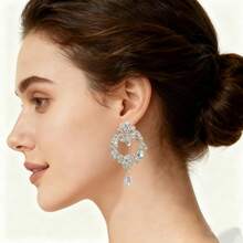 1 Pair Of Fashionable  Round Earrings Imitating Pearl Earrings,  Party Accessories, Valentine'S Day Gifts - 銀色 - 查看 9