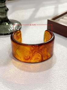 1件装女士时尚开口手镯扎染树脂C形手链，复古个性配饰，适合日常佩戴 - 樹脂C形開口手鐲 - 查看 2