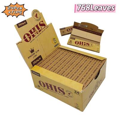 OHIS-768 Sheets/24 Books/32 Sheets Rolling Paper + 32 Filters - Rolling Paper, 108*44mm Rolling Paper - True Color, 100% Virgin Pulp Unbleached Rolling Paper - Natural Arabic Gum Rolling Paper - 44*78mm True Color Rolling Paper - Classic Ultra-Thin Rolling Paper, Smooth Burning.