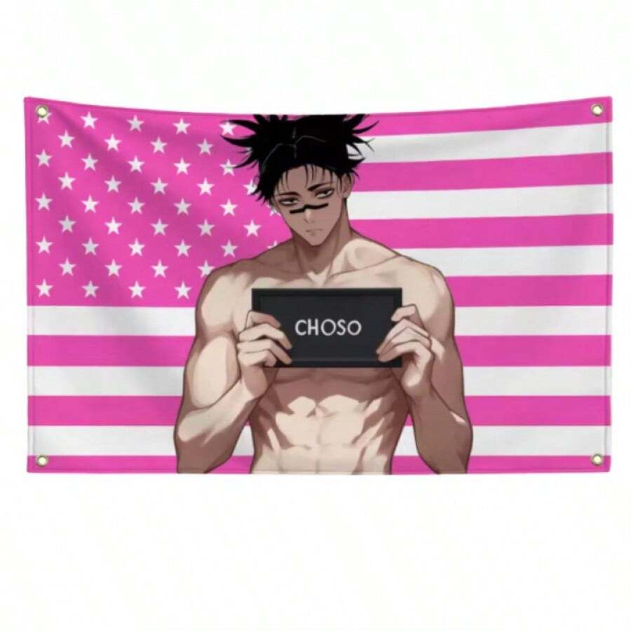 Choso Anime  American Flag   Banner Flaga Home Decor Items Outdoor - 白色 - 查看 1