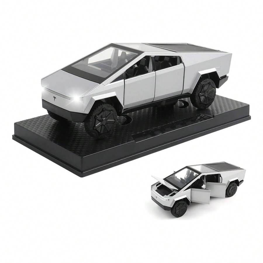 TendenciaCibertruck Tesla De Metal Con Luz Y Sonido Coche JugueteCalidad premium - Plateado - Ver 1
