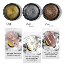 TendenciaGel Painting Diseño Metálico Decoración 3d Uñas Pack 3pzs FCalidad premium - Brillo Plata / Dorado / Cobre - Ver 6