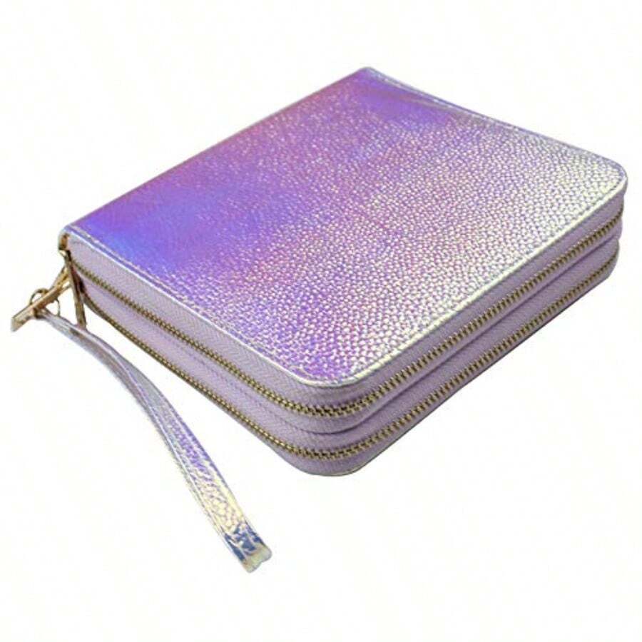 120 Slots Nail Stamping Plate Holder Case Laser Style Rectangular Manicure Nail Art Plate Organizer With Double Zipper Nail Template Case A, Nail Supplies, Makeup, - A - 查看 1