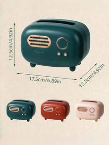 Vintage Radio Shaped Decorative Tissue Box, Suitable For Home And Office, Mini Plastic Tissue Box, Fashionable Retro Design, Luxury Retro Radio Shaped Storage Box With Stand, Living Room Plastic Tissue Box, Facial Tissue Box. Sesame Radio Shaped Tissue Box, Desktop Plastic Home Retro Tissue Box.