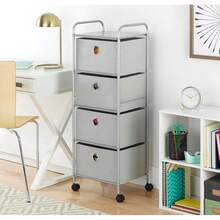 Whitmor 10 cajones – Carrito organizador de manualidades – Cromo 15.25 x 13.50 x 35.25 pulgadas(Gris 4 gavetas) - Multicolor - Ver 1