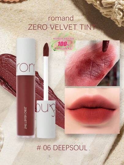 Rom&nd Romand ZERO VELVET TINT 06 DEEPSOUL | マットリップティント | 長持ちカラー | 軽量テクスチャー | 高発色 | 乾燥しないリップティント | 韓国メイク | 5.5g / 0.194オンス