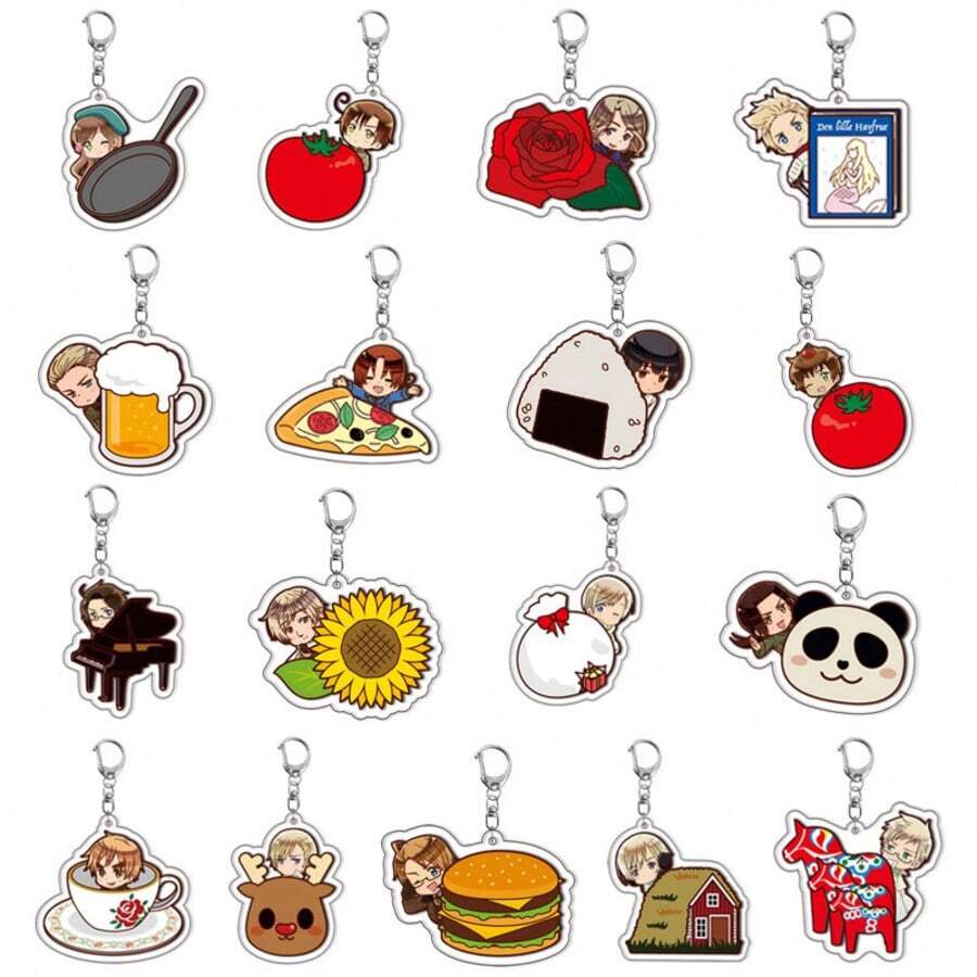 新力量 Hetalia 美丽的世界 亚克力钥匙扣 鹿角 亚瑟王 Yaolu APH 动漫钥匙扣 包包背包吊坠 儿童粉丝礼物 - 彩色 - 查看 1