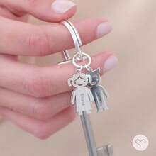 Collar con nombre personalizado para niños, llavero de plata esterlina - Encanto personalizado grabado para niño/niña - Regalo de Navidad - 1 encanto - Ver 8