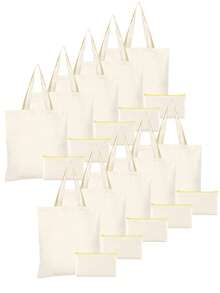 2pcs/Set, Large Capacity Lightweight Blank Tote Bag & Zipper Pouch Combo Set, Suitable For DIY Cross-Stitch, Embroidery, Painting, Heat Transfer Printing, Multi-Purpose Shopping Bag, Book Bag, Stationery Organizer, Ideal For School, Party, Gym, Camping, Holiday Celebrations, Gifts - Multicolor - View 44