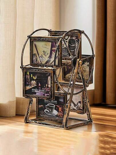 1pc Vintage Rotating Ferris Wheel Photo Frame, Personalized Family Photo Display, Home Decor, Valentine's Day/Birthday Gift