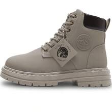 Shendy Vendy Men's Heavy Duty Fashion Boots, Tactical Urban Style Faux Leather Platform Boots With Thick Sole, Non-Slip, Wear-Resistant, Comfortable - Work Boots, Motorcycle Boots, Men's High Boots, Men's Shoes - 裸色 - 查看 2