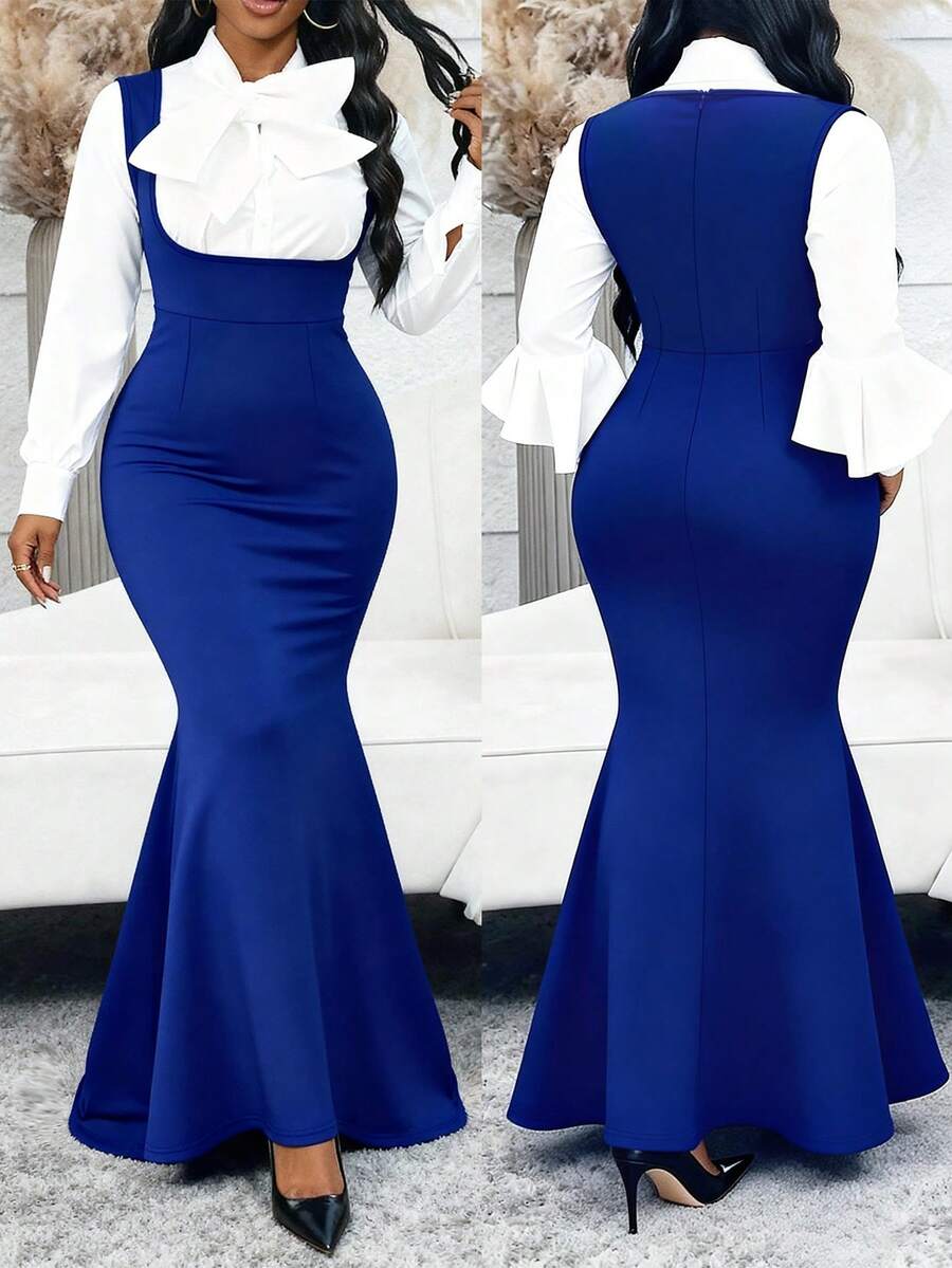 1件加大码女士紫色针织腰带连衣裙，休闲夏季优雅装扮