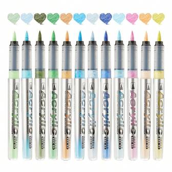 24/36/48色直涂液体丙烯马克笔，不透明纸，可折叠彩色画笔，学生用马克笔