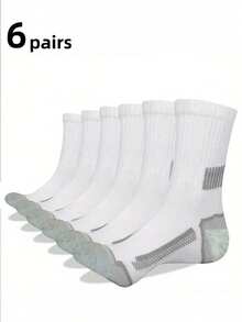 5/10/20 Pairs Random Men's Comfortable Colorblock Mid-Calf Socks, Breathable Sports Socks With Non-Slip Silicone, Suitable For Spring And Autumn - Multicolor - View 19