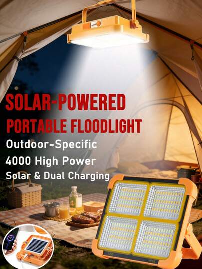 1 قطعة/2 قطعة ضوء كشاف LED فائق السطوع: مقاوم للماء وقوي، يدعم الشحن الشمسي والشحن عبر USB-C، قابل للحمل واللف، مثالي للتخييم وأسواق الليل والإضاءة في حالات الطوارئ!