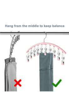 Legging Organizer for Closet, Metal Yoga Pants Hanger w/Rubber Coated 1 Pack w/10 Clips Hold 10 Leggings, Hangers Space Saving Hanging Closet Organizer for Closet Organizers and Storage-Pink - Rosa - Ver 5