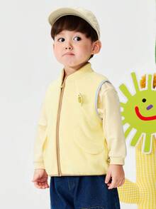 mini bala Jachetă antistatică din fleece pentru copii, unisex, material plușat cald, îmbrăcăminte pentru exterior, primăvară - galben de molii - Vizualizare 2