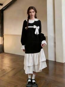 فستان بتصميم فضفاض مرقع بنقاط بولكا على طراز هاراجوكو، مناسب للارتداء اليومي والكوسبلاي والحفلات وحفلات الشاي بعد الظهر وجلسات التصوير والمواعيد وعيد الحب - متعدد الألوان - مشاهدة 14