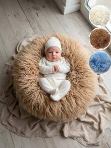 Pure Wool Newborn Photography Props Blanket, Soft Fluffy Basket Stuffer & Layer, Baby Studio Shooting Background Mat, Shower Party Gift Newborn Essentials - Multicolor - View 2