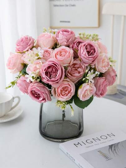 1支11.80英寸人造玫瑰春季装饰人造花假植物情人节家庭婚礼装饰花瓶户外花园婚礼花束客厅DIY花环家居用品，拉玛装饰，感恩节装饰，DIY花环，礼物，餐桌中心装饰，生日装饰，室内外装饰，花瓶装饰，农舍家居装饰，波西米亚婚礼，情人节