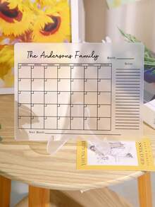 1 Piece Customized Plan Calendar Acrylic Ornament Can Write Mini Family Plan Table Ornament, Acrylic Plan Table Can Customize Title Text Ornament, Suitable For School Gifts, Holiday Gifts, Teacher's Day Gifts, Gifts For Sons, Daughters, Fathers, Mothers, Classmates, Teachers, And Good Friends - Multicolor - View 2