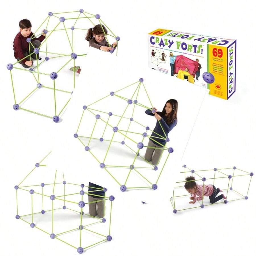 sdafx¡Crazy Forts! Juego de 69 Piezas construible para Interior/Exterior y Exterior Juguete de Vapor Moradozxsw - Constructor de fuertes - Ver 1