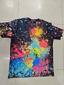 Men'S Short-Sleeve Summer Round-Neck-Shirt With 3D Tie-Dye Print Pattern, Stylish Streetwear Casual Sports Tee. - 混合色 - 查看 5