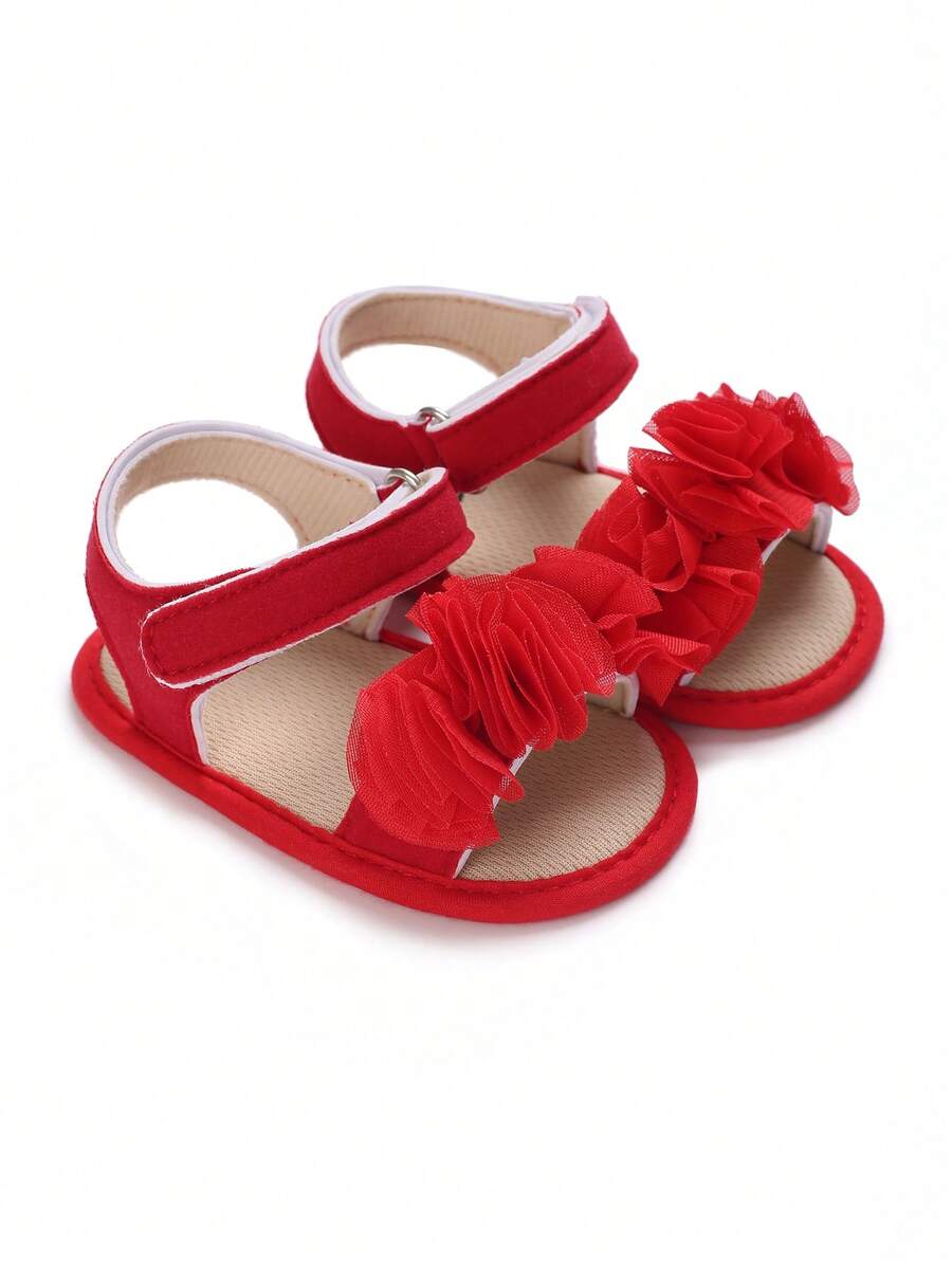 0-1 Year Old Infant Girls' Comfortable Breathable Red Sandals, Newborn Infant Soft House Slippers - Red - View 1