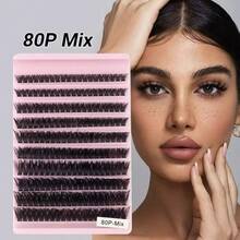 200 piezas de racimos de pestañas de volumen 80D, racimos de pestañas súper suaves de 8-16 mm, extensiones de pestañas en racimos con rizo D, pestañas de ojo de gato esponjosas individuales para principiantes - D - Ver 6