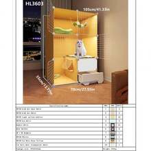 2-Story Cat House With Litter Box, Indoor Cat Cage, Cat Condo Furniture