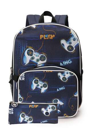 Conjunto de 3 piezas con diseño de sirena de moda y lindo para niños, que incluye bolsa de almuerzo y estuche para lápices, con diseño de unicornio vibrante amado por los niños, adecuado para la escuela, viajes, compras, campamentos y un gran regalo para vacaciones, cumpleaños y regreso a clases