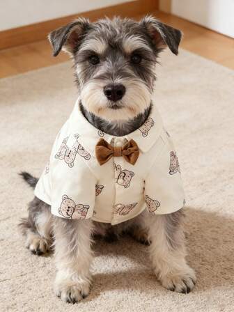 1 st söt björnmönstrad fluga för husdjur, lämplig för vår och höst