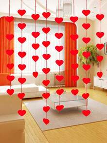 16pcs Wedding Door Curtain Decorations, Heart Shaped Felt & Non-Woven Fabric Flower Pendants For Romantic Indoor Wedding, Valentine's Day Decorations,Home Decor ,Room Decor,Wall Decor Gifts Birthday Graduation - 紅色 - 查看 2