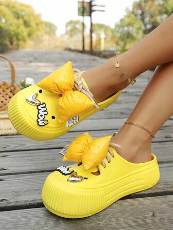 Damskie, śliczne, wsuwane sandały z kokardką, wygodne, sznurowane kapcie do noszenia w domu i na zewnątrz, na plażę