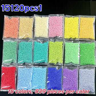 15120pcs/18 Colors Premium 2.0mm Glass Round Beads For DIY Jewelry Making, Bracelet Weaving Accessories