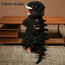 1个趣味恐龙骨架头饰帽，角色扮演服装，毛绒玩具，创意恶搞礼物，万圣节惊喜，霸王龙 - 灰色 - 查看 18