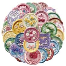 50pcs Transparent Stickers, Decorative Stickers, Wax Seal Stickers, Personalized Stickers, Colorful Stickers, Suitable For Water Bottles, Guitars, Luggage, Phones, Phone Cases, Laptops, Skateboards, Gifts, And More. - Multicolor - View 1